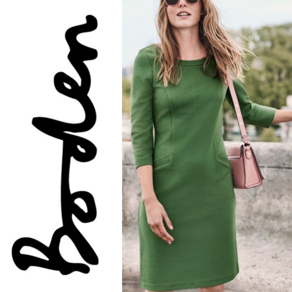 Boden Jasmine Ottoman Ribbed Pocket Dress Sz 14